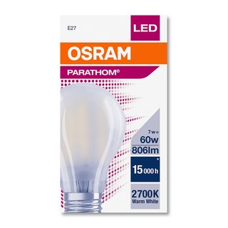 OSRAM LEDVANCE LED Glhlampenform Filament Parathom Classic A 7 Watt 827 2700 Kelvin warmweiss extra E27 matt