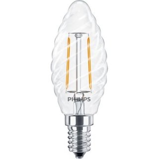PHILIPS Classic LEDcandle Filament Kerzenlampe 2 Watt E14 827 2700 Kelvin ST35 gedreht klar warmweiss extra