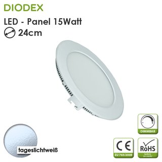DIODEX LED Panel rund / 24cm / 15Watt / tageslichtweiß / 6000K / 1000-1200 Lumen