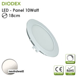 DIODEX LED Panel rund / 18cm / 10Watt / neutralwei� /...