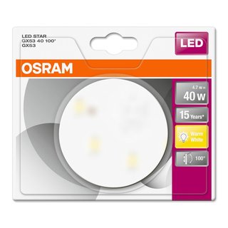 OSRAM LEDVANCE LED Reflektorlampe LED STAR GX53 100 Grad 4,7 Watt 827 2700 Kelvin warmweiss extra GX53