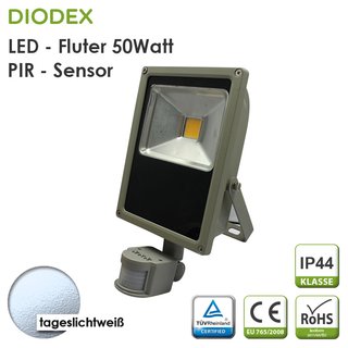 DIODEX LED Fluter / 50Watt / tageslichtweiß / 6000K / 3800 Lumen / PIR Sensor