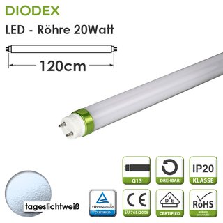 DIODEX 120cm LED-Rhre / T8 / 20Watt / tageslichtwei / 6000K / 1950 Lumen / matt