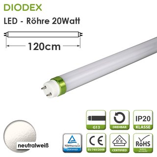 DIODEX 120cm LED-Röhre / T8 / 20Watt / neutralweiß / 4000K / 1950 Lumen / matt