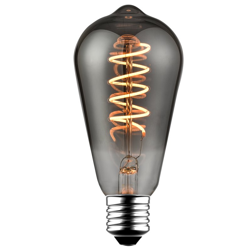 Blulaxa LED Filament Vintage Edison Lampe Birnenform Rauchglas ST64 5