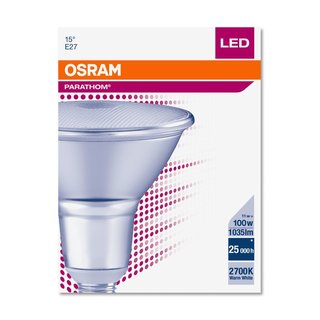 OSRAM LEDVANCE LED Reflektorlampe Parathom PAR38 15 Grad 11 Watt 827 2700 Kelvin warmweiss extra E27