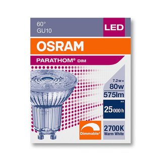 OSRAM LEDVANCE PARATHOM DIM  PAR16   80 dim 60° 7,2W/827 GU10
