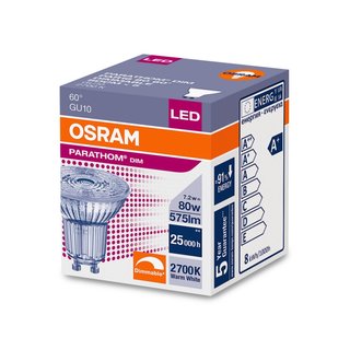 OSRAM LEDVANCE PARATHOM DIM  PAR16   80 dim 60° 7,2W/827 GU10
