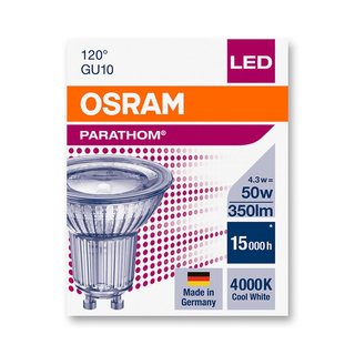 OSRAM LEDVANCE LED Reflektorlampe Parathom PAR1650 PAR16 GU10 4,3 Watt 120 Grad 840 4000 Kelvin neutralweiss