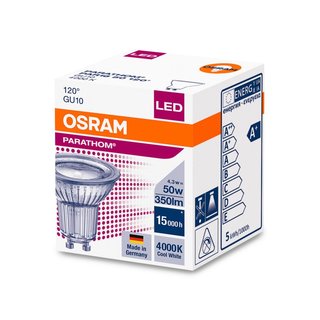 OSRAM LEDVANCE LED Reflektorlampe Parathom PAR1650 PAR16 GU10 4,3 Watt 120 Grad 840 4000 Kelvin neutralweiss