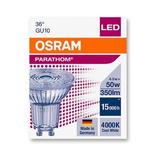 OSRAM LEDVANCE LED Reflektorlampe Parathom PAR1650 PAR16 GU10 4,3 Watt 36 Grad 840 4000 Kelvin neutralweiss
