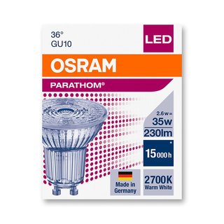OSRAM LEDVANCE LED Reflektorlampe Parathom PAR1635 PAR16 GU10 2,6 Watt 36 Grad 827 2700 Kelvin warmweiss extra