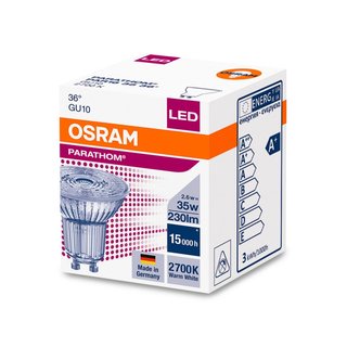 OSRAM LEDVANCE LED Reflektorlampe Parathom PAR1635 PAR16 GU10 2,6 Watt 36 Grad 827 2700 Kelvin warmweiss extra