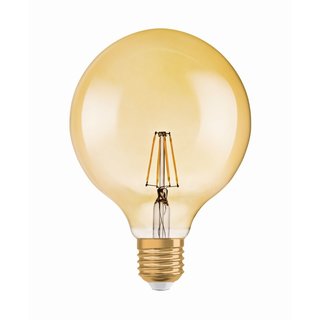 OSRAM LEDVANCE LED Globelampe Filament Vintage 1906 Globe125 Gold 6,5 Watt 824 2400 Kelvin warmweiss extra E27 dimmbar klar