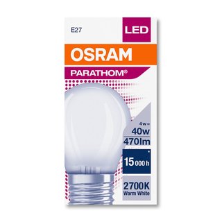 OSRAM LEDVANCE LED Tropfenampe Parathom Classic P CLP40 E27 4 Watt 827 warmweiss extra matt