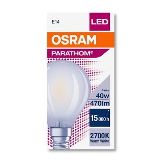 OSRAM LEDVANCE LED Tropfenampe Parathom Classic P CLP40 E14 4 Watt 827 warmweiss extra matt