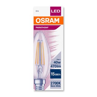 OSRAM LEDVANCE LED Kerzenlampe Parathom Filament Classic B CLB40 E14 4 Watt 827 warmweiss extra klar