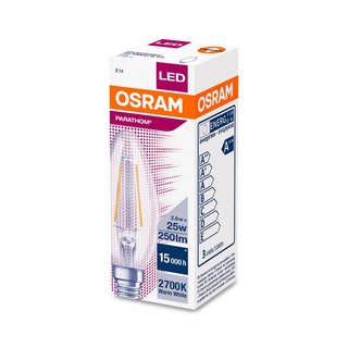 OSRAM LEDVANCE LED Kerzenlampe Parathom Filament Classic B CLB25 E14 2,8 Watt 827 warmweiss extra klar