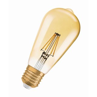 OSRAM LEDVANCE LED ST64 Lampe Parathom Filament Vintage1906 Classic ST6450 7 Watt E27 824 warmweiss klar/gold